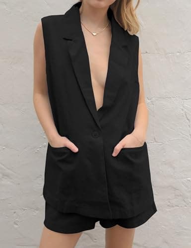 IDEALSANXUN Women's Linen Waistcoat for Spring Summer Casual