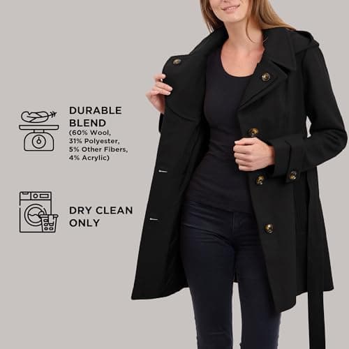 LONDON FOG Women's Thigh-Length Wool Coat with Belt