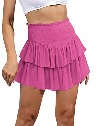 2024 Women's Ruffle Mini Skirt A-Line Pleated Cute Style