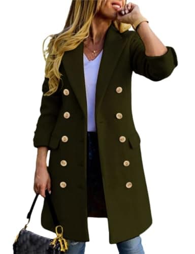 Women's Wool Peacoat for Fall and Winter — Army