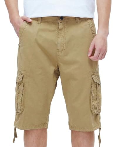 BEST SOUTH Men's Casual Long Cargo Shorts 13 Inches Relaxed Fit with Pockets