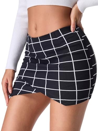 EXLURA Women's Plaid High-Waist Mini Skirt Y2K Fashion — Black Plaid