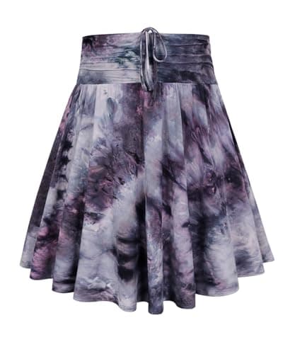 RITERA Plus Size Flared Casual Mini Skater Skirt/Pleated Plaid XL-5XL — A1-gray Tie Dye