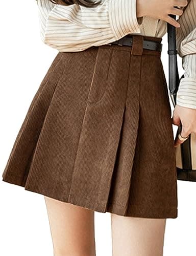 Corduroy Mini Skirt for Women — Coffee
