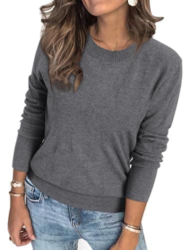 Womens Arach&Cloz Knit Sweater Long Sleeve Casual Spring Outfit Fashion — A-gray
