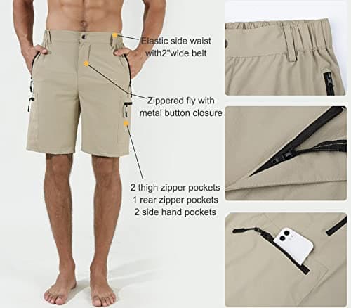 Suwangi Men's Quick-Dry Hiking Cargo Shorts with Multipocket
