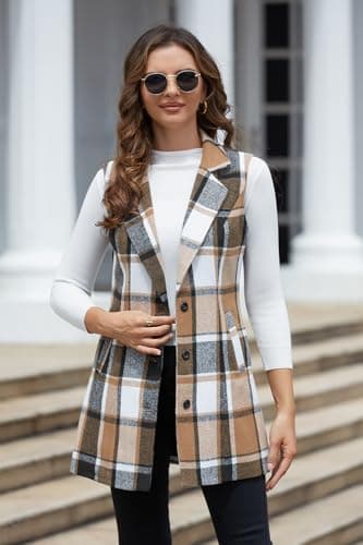 Sleeveless Plaid Vest for Women