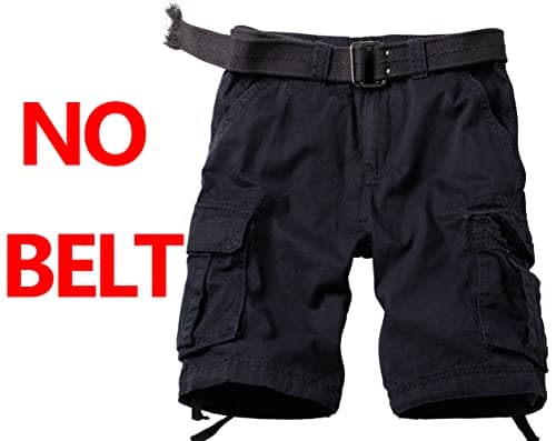 AKARMY Men's Camo Cargo Shorts with Multiple Pockets Casual Cotton Shorts — Black