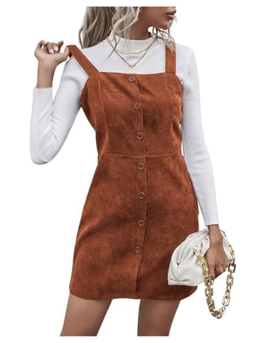 Floerns Women's Pinafore Dress — Brown Solid