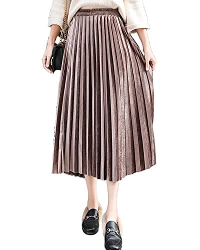 Graffiti Pleated Skirts with Cartoon Print for Women — Velour Champagne