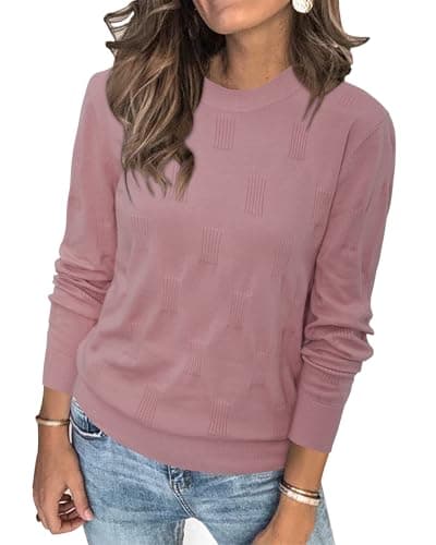 Womens Arach&Cloz Knit Sweater Long Sleeve Casual Spring Outfit Fashion — A-pink