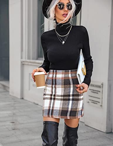 UANEO High Waisted Plaid Mini Skirt for Women