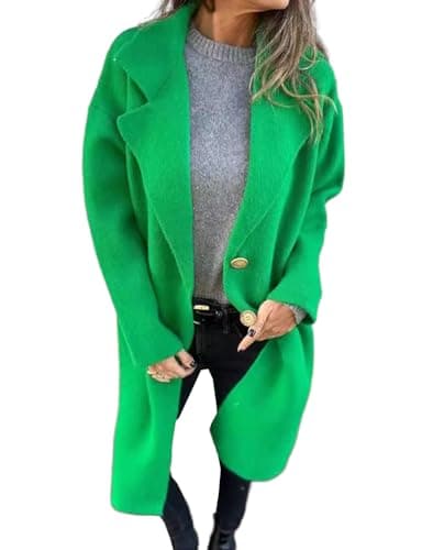 IDEALSANXUN Long Wool Coats for Women Trendy Peacoat Trench Coat — Green