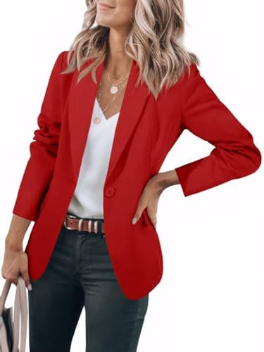 Cicy Bell Women's Long Sleeve Open Front Work Suit Jackets 2025 Business Casual — Red