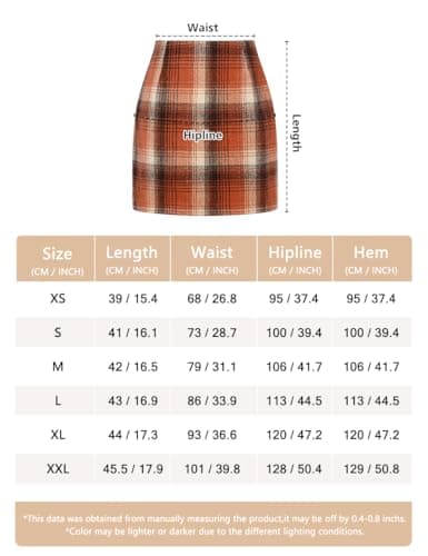 Kinghua Women's High-Waisted Wool Plaid Mini Skirt