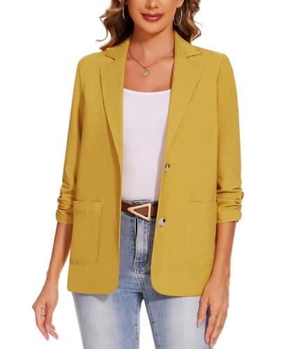 MINTLIMIT Women's Lightweight Cotton Linen Blazer Jackets — Yellow