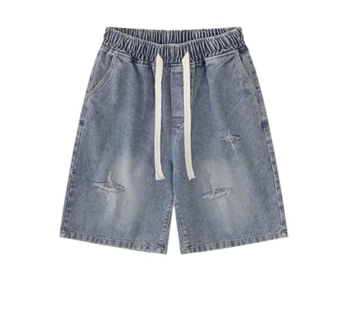 Ponitrack Jorts Women's Vintage Acid-Washed Baggy Grunge Fashion Casual Wide Leg Pants — Blue 1