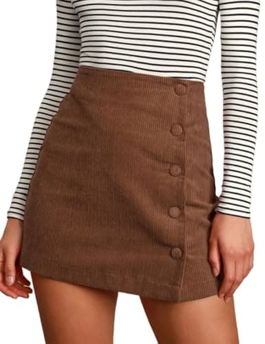 IDEALSANXUN High-Waisted Short Pencil Skirt — Brown