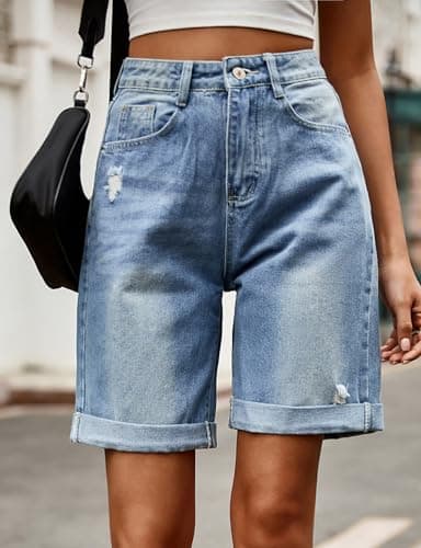 Women's Summer Casual Denim Shorts- High Waisted Ripped Jeans