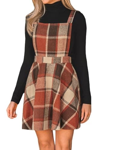 CUPSHE Women's Red Plaid Mini Dress — Brown Plaid