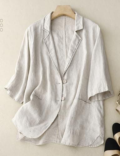 Casual Cotton Linen Blazer for Women