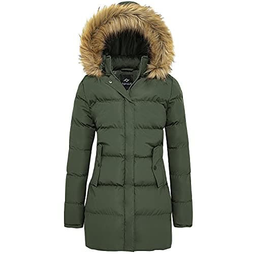 FARVALUE Women's Winter Warm Parka Jacket Puffer Thicken Hooded Coat — Olive
