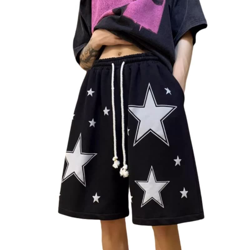HOPECK Women's Star Aesthetic Wide Leg High Waist ShortsVintage Summer Fashion