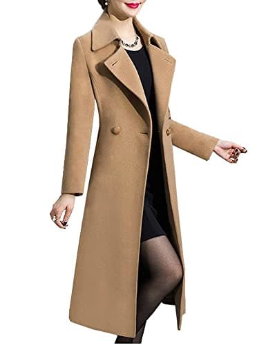 Vintage Style Long Wool Pea Coat for Women