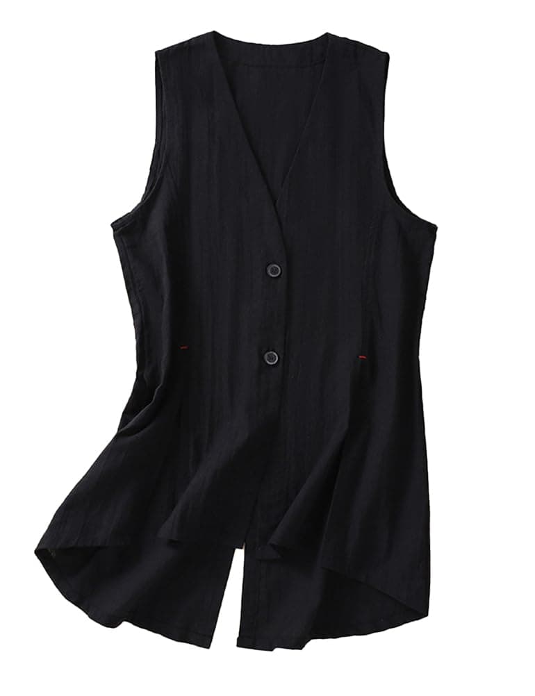 Women's Linen Sleeveless Blazer Jacket for Spring and Summer
