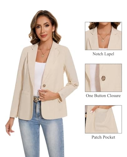 MINTLIMIT Women's Linen-Cotton Blazer Jacket with Pockets