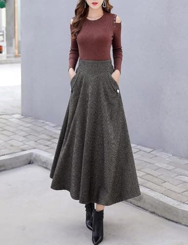 Ylingjun Warm Elastic High-Waisted Wool Skirt