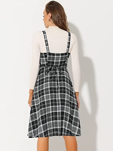 Women's Plaid A-Line Overall Dress