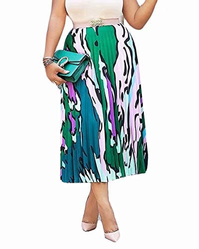 Graffiti Pleated Skirts with Cartoon Print for Women — Green