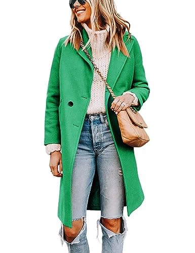 Women's Wool Blend Pea Trench Coat — Green