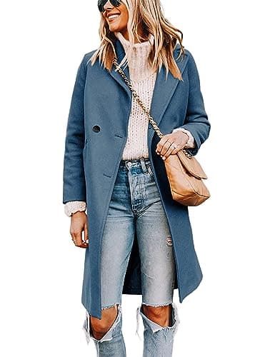 Women's Wool Blend Pea Trench Coat — Blue