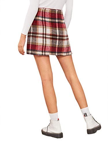MakeMeChic Women's High Waisted Plaid Pencil Mini Skirt