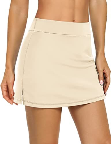 LouKeith Women's Golf Skirts Mini Skorts Summer Workout Shorts with Pockets — Khaki