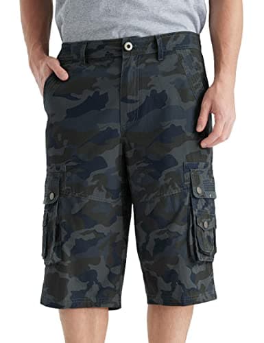 Best South Men's Comfortable Twill Cargo Shorts with Multiple Pockets — Navy Camo