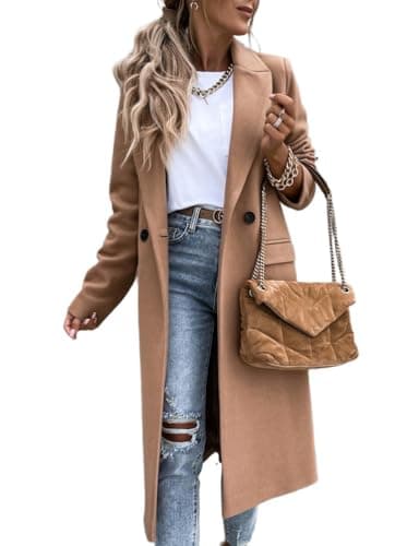 Stylish Long Wool Trench Coats for Women, Perfect for Fall and Winter — Khaki