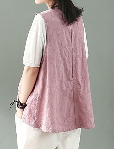 Cotton Linen Sleeveless Vest Women Fashion Casual Blazer