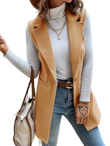 Women's Wool Sleeveless Blazer Vest for Fall/Winter
