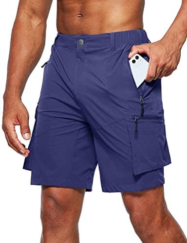 IDEALSANXUN Men's Cargo Shorts: Casual Work, Baggy, Hiking Tactical Summer Shorts — Blue