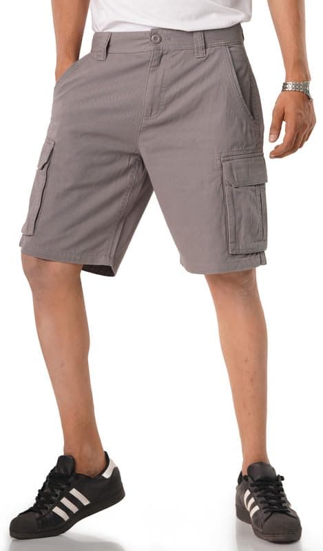 Alamo Men's Regular Fit 100% Cotton Heavy Duty Cargo Shorts — Grey