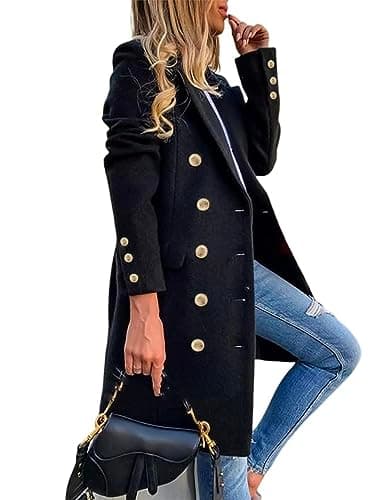 Women's Wool Peacoat for Fall and Winter — Black 01