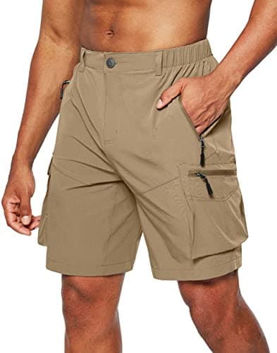 Men's Pudolla Quick-Dry Hiking Cargo Shorts with Multi Pockets for Camping and Travel
