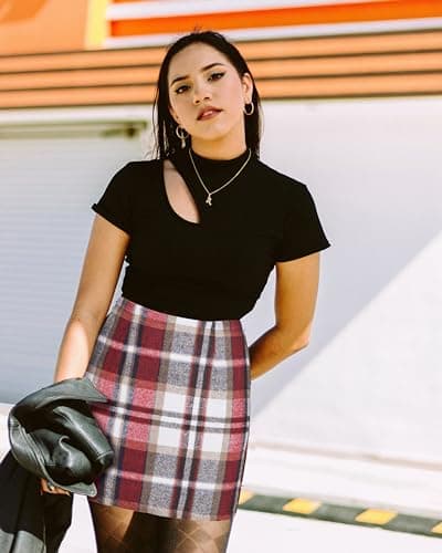 Women's High-Wasted Plaid Wool Bodycon Skirt