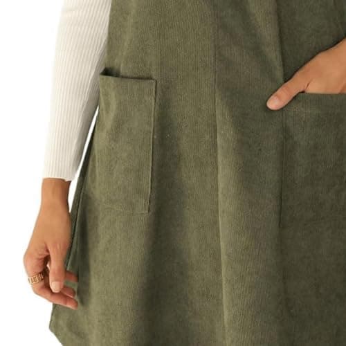 Women's Casual Corduroy Tunic Dress with Pockets