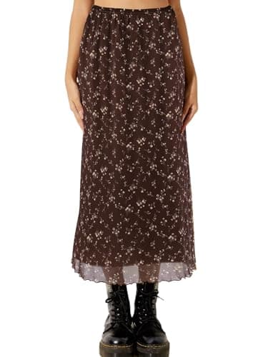 Avanova Bohemian Ditsy Floral Midi Skirt — Floral Dark Brown