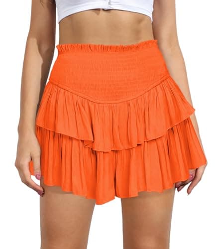 High Waist Ruffle Mini Skirt Women's Fashion — Orange