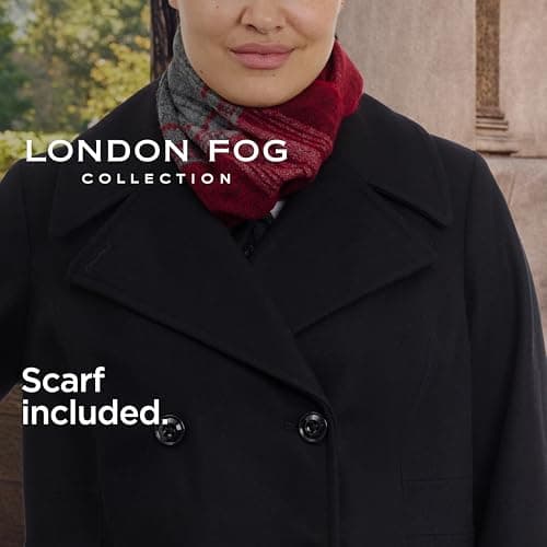 Women's Plus-Size LONDON FOG Double Breasted Peacoat with Scarf